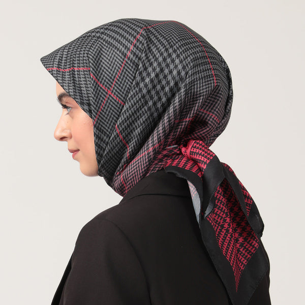 Pamuk İpek Eşarp - Atkı Desen - Fuşya