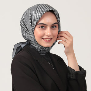 Pamuk İpek Eşarp - Atkı Desen - Gri