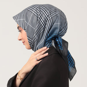 Pamuk İpek Eşarp - Atkı Desen - İndigo