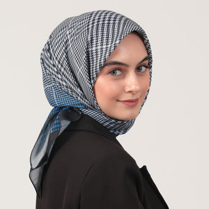 Pamuk İpek Eşarp - Atkı Desen - İndigo