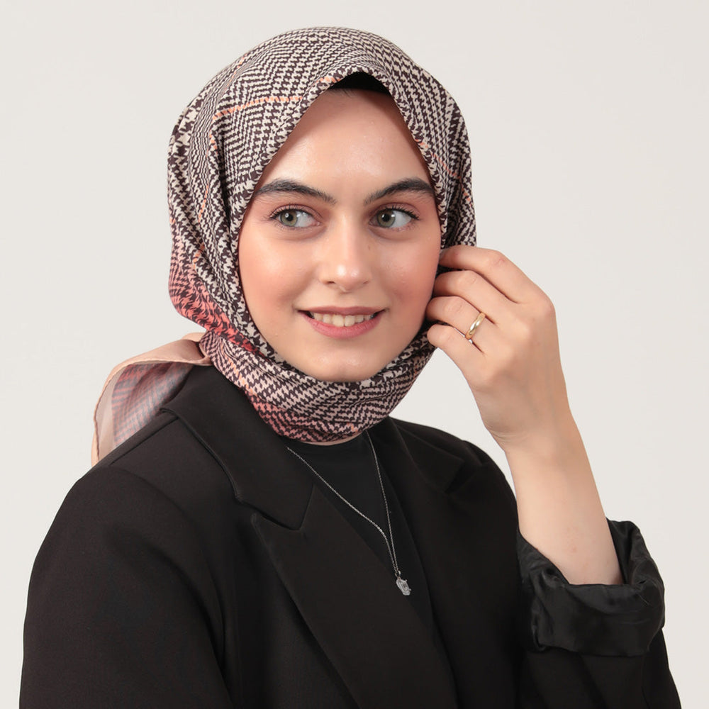 Pamuk İpek Eşarp - Atkı Desen - Kiremit