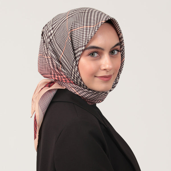 Pamuk İpek Eşarp - Atkı Desen - Kiremit