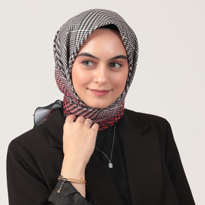 Pamuk İpek Eşarp - Atkı Desen - Kırmızı