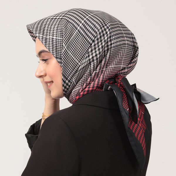 Pamuk İpek Eşarp - Atkı Desen - Kırmızı