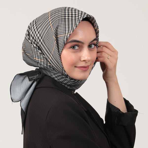 Pamuk İpek Eşarp - Atkı Desen - Latte