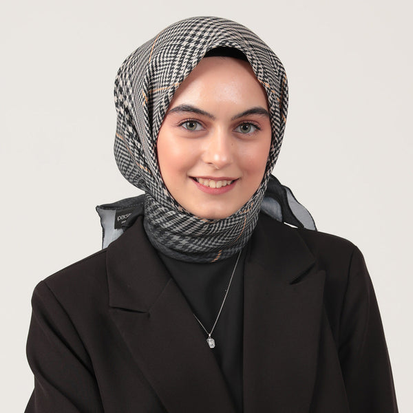 Pamuk İpek Eşarp - Atkı Desen - Latte