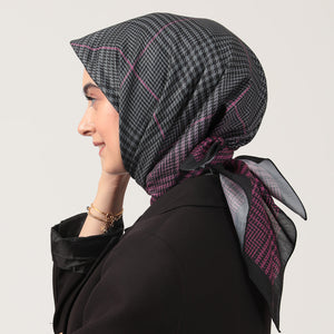 Pamuk İpek Eşarp - Atkı Desen - Mor