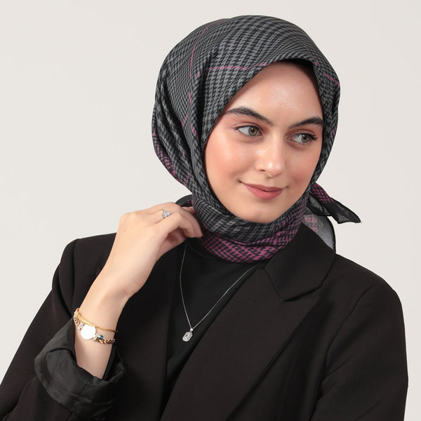 Pamuk İpek Eşarp - Atkı Desen - Mor