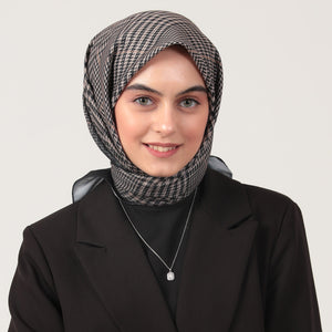 Pamuk İpek Eşarp - Atkı Desen - Vizon