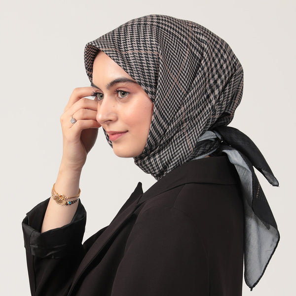 Pamuk İpek Eşarp - Atkı Desen - Vizon