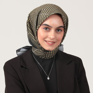 Pamuk İpek Eşarp - Atkı Desen - Yağ Yeşili