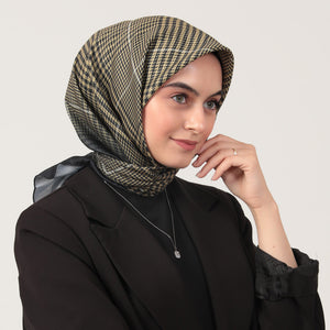 Pamuk İpek Eşarp - Atkı Desen - Yağ Yeşili