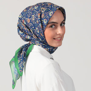 Pamuk İpek Eşarp - Çini Desen - Fıstık