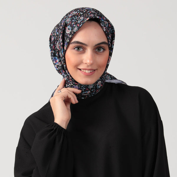 Pamuk İpek Eşarp - Çini Desen - İncir