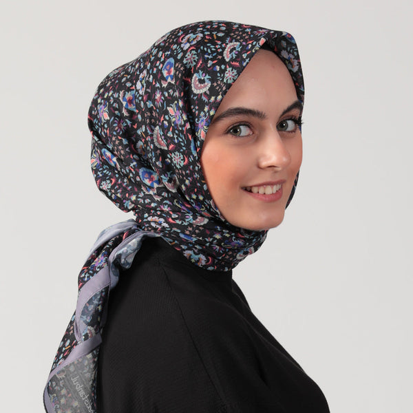 Pamuk İpek Eşarp - Çini Desen - İncir