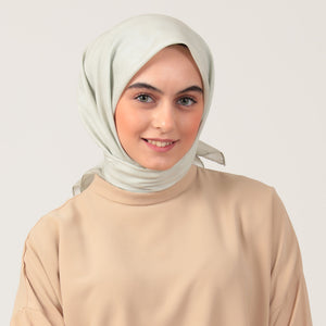 Pamuk İpek Eşarp - Dama Desen - Bej