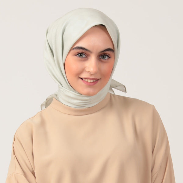 Pamuk İpek Eşarp - Dama Desen - Bej