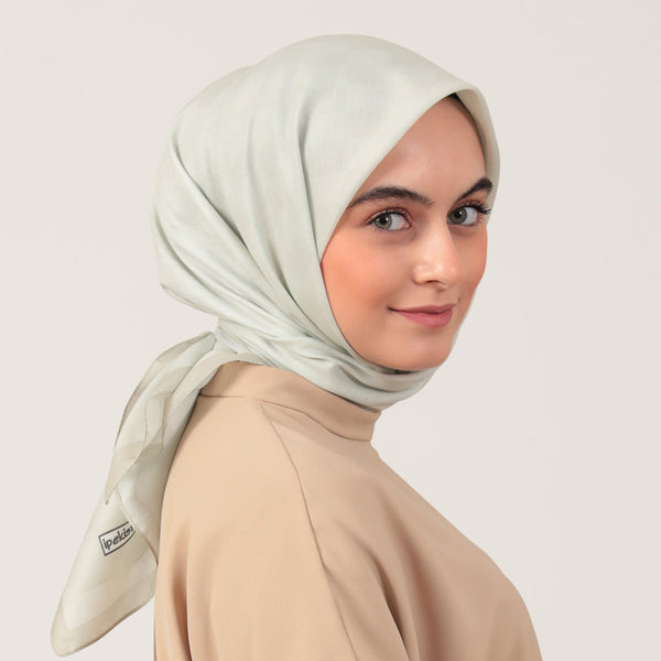 Pamuk İpek Eşarp - Dama Desen - Bej