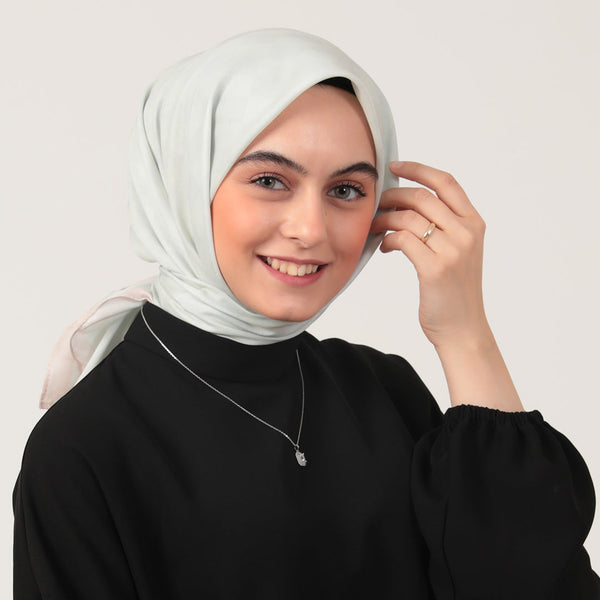 Pamuk İpek Eşarp - Dama Desen - Ekru Pudra