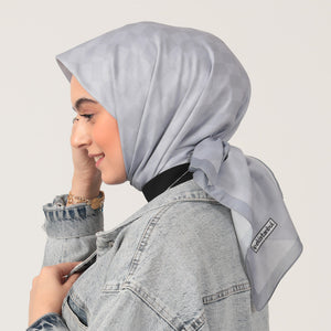 Pamuk İpek Eşarp - Dama Desen - Gri