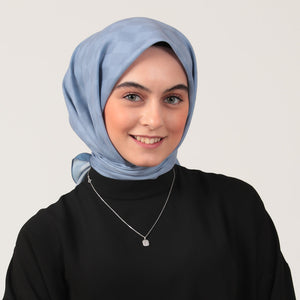 Pamuk İpek Eşarp - Dama Desen - İndigo