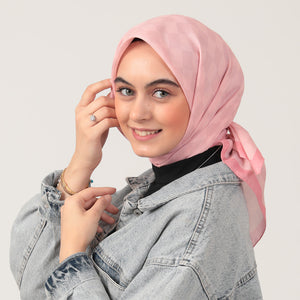 Pamuk İpek Eşarp - Dama Desen - Pembe