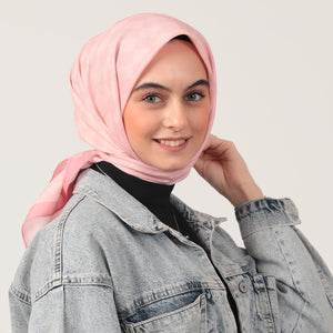 Pamuk İpek Eşarp - Dama Desen - Pembe