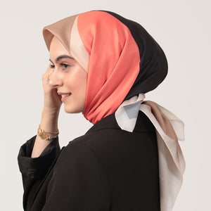 Pamuk İpek Eşarp - Elips Desen - Camel Siyah