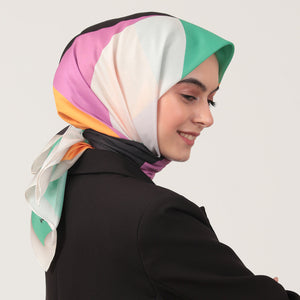 Pamuk İpek Eşarp - Elips Desen - Çimen Siyah