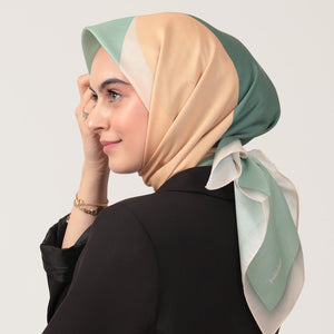 Pamuk İpek Eşarp - Elips Desen - Su Yeşili Haki