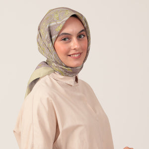 Pamuk İpek Eşarp - Etro Desen - Lime