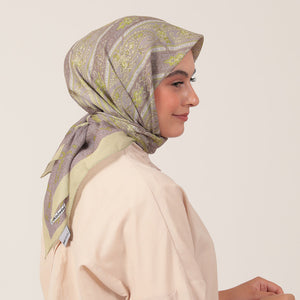 Pamuk İpek Eşarp - Etro Desen - Lime