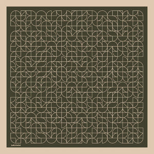 Pamuk İpek Eşarp - Geometrik Desen - Haki