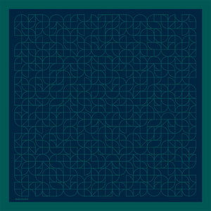 Pamuk İpek Eşarp - Geometrik Desen - Lacivert