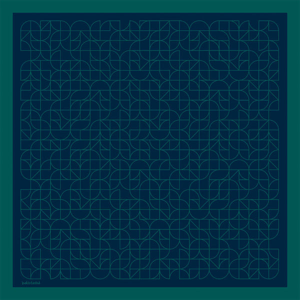 Pamuk İpek Eşarp - Geometrik Desen - Lacivert