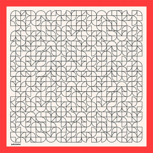 Pamuk İpek Eşarp - Geometrik Desen - Nar Çiçeği