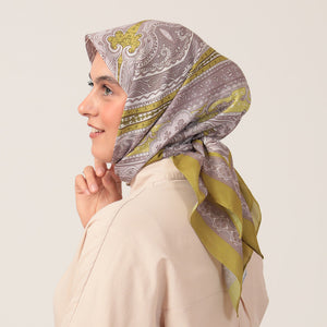 Pamuk İpek Eşarp - Hint Desen - Fıstık Yeşili