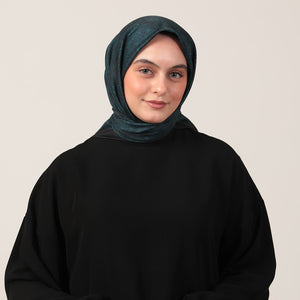 Pamuk İpek Eşarp - Mandala Desen - Petrol Yeşili