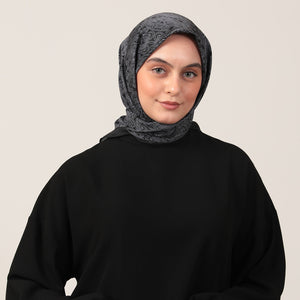 Pamuk İpek Eşarp - Mandala Desen - Siyah