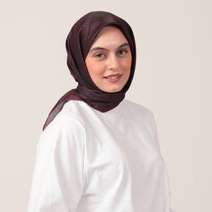 Pamuk İpek Eşarp - Mandala Desen - Vişne