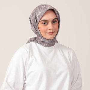 Pamuk İpek Eşarp - Mandala Desen - Vizon