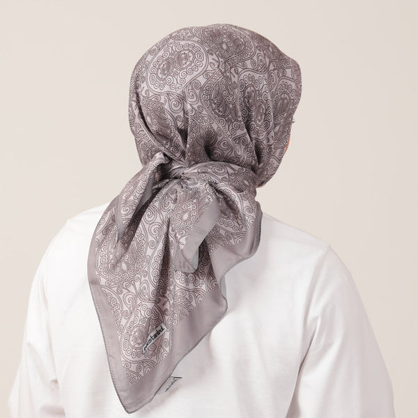 Pamuk İpek Eşarp - Mandala Desen - Vizon