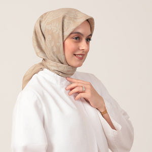 Pamuk İpek Eşarp - Mistik Desen - Gold