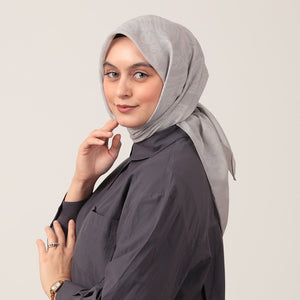 Pamuk İpek Eşarp - Mistik Desen - Gümüş