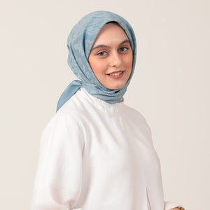 Pamuk İpek Eşarp - Mistik Desen - Mavi