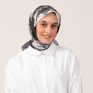 Pamuk İpek Eşarp - Rose Desen - Füme