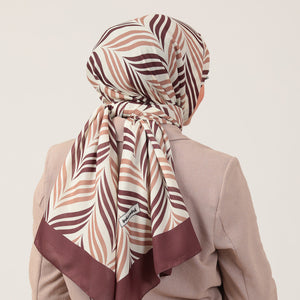 Pamuk İpek Şal - Başak Desen - Kahverengi