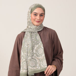 Pamuk İpek Şal - Dönence Desen - Çağla Yeşili