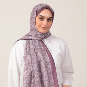 Pamuk İpek Şal - Henna Desen - Mürdüm