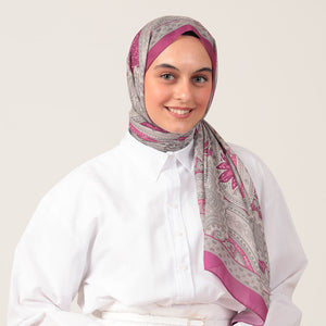 Pamuk İpek Şal - Hint Desen - Leylak